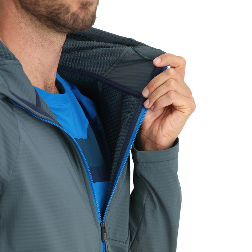 Mens Gridweb Hoodie - Slate Blue