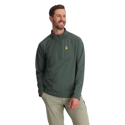 Mens Gridweb Fleece Half Zip - Dark Forest