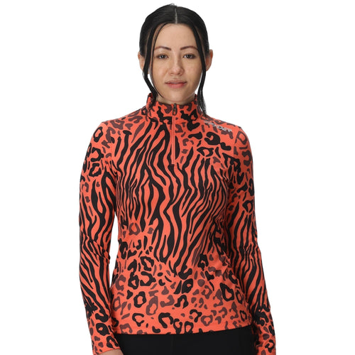 Womens Vivid Half Zip - Animal Print Coral Haze ANIMAL PRINT CORAL HAZE / XS