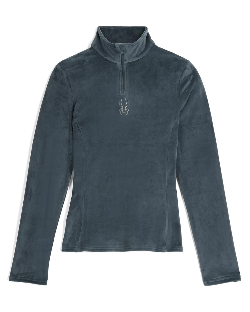 Dark gray long-sleeve shirt with a zipper on a white background