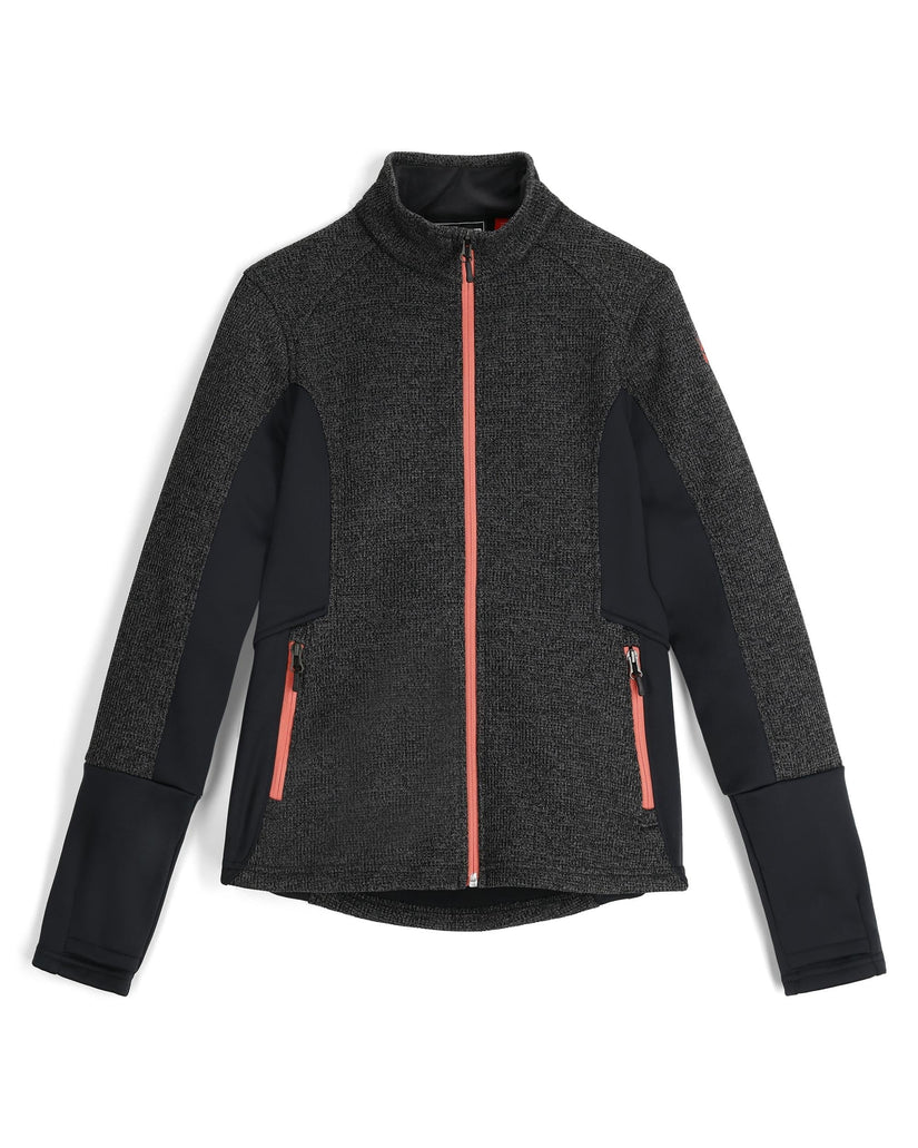 Black and gray jacket with pink zipper on a white background
