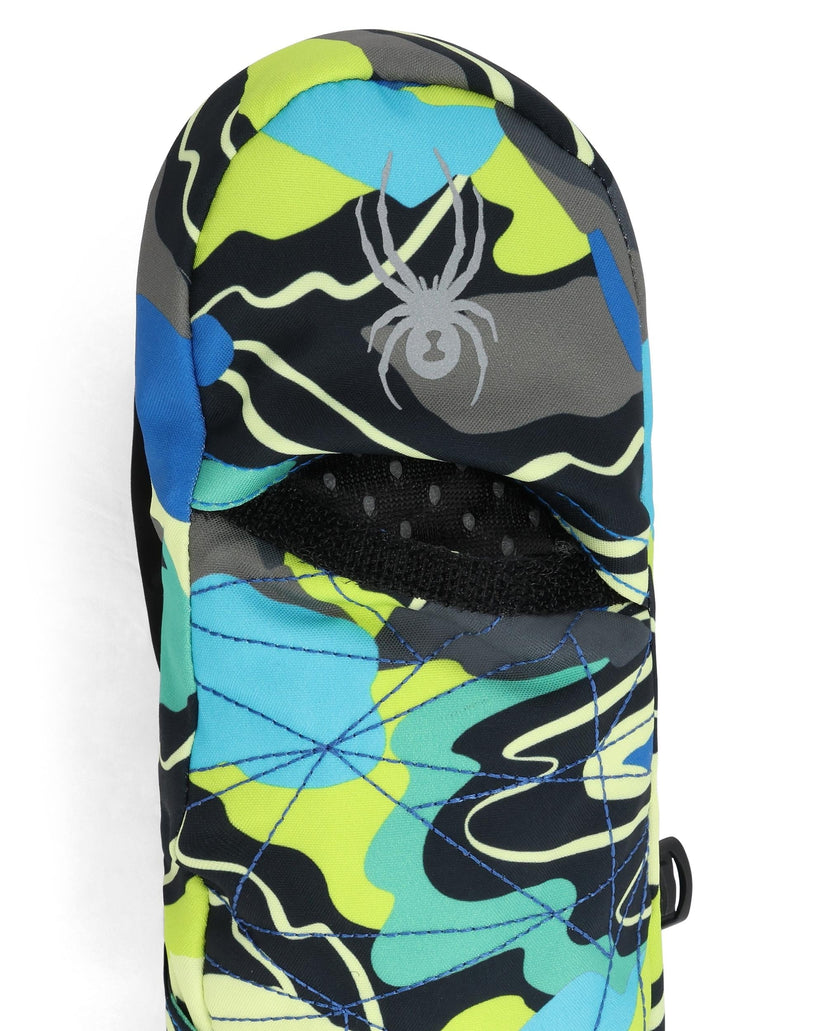 Colorful camouflage glove with a brand logo on a white background