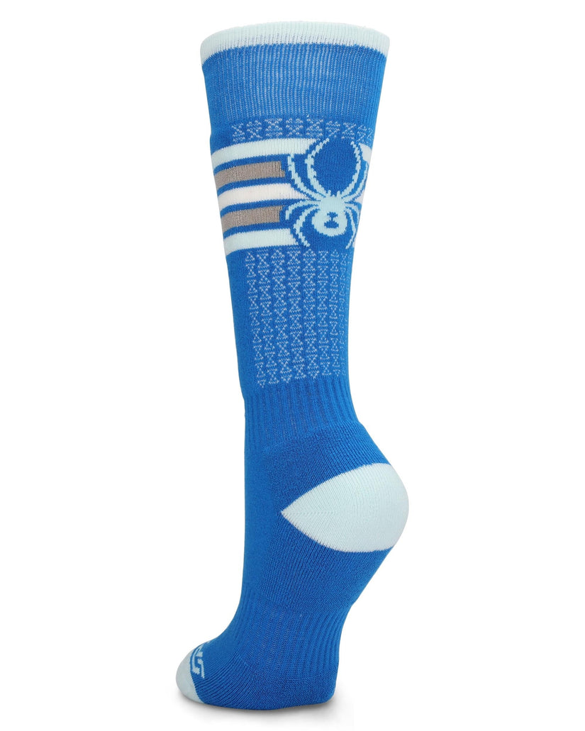 Blue sock with a logo on a white background