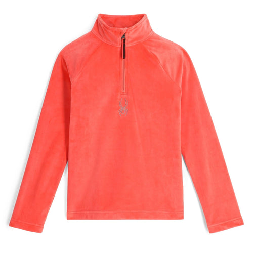 Orange long-sleeve shirt with a zipper on a white background