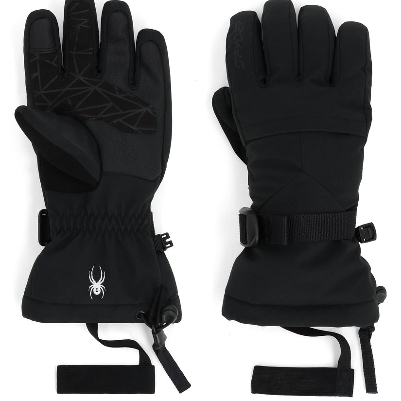 Black gloves with a brand logo on a white background
