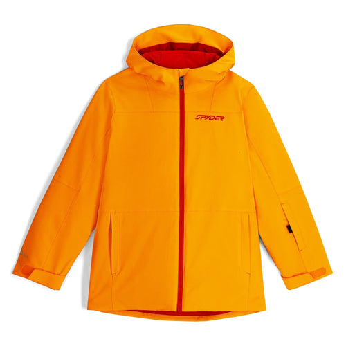 Orange jacket with a hood on a white background