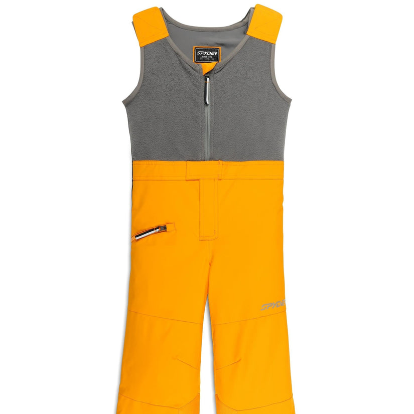 Gray and orange snow pants on a white background