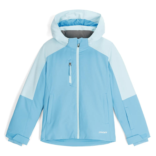 Light blue jacket with a hood on a white background