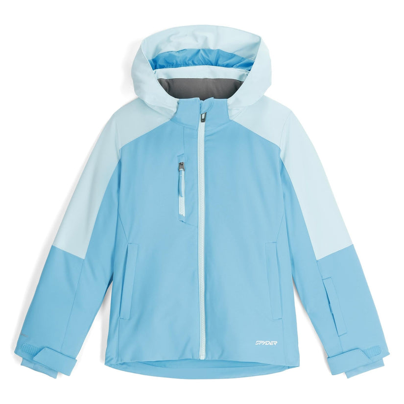 Light blue jacket with a hood on a white background