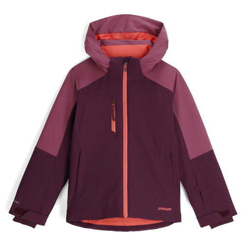 Purple and orange jacket with a hood on a white background