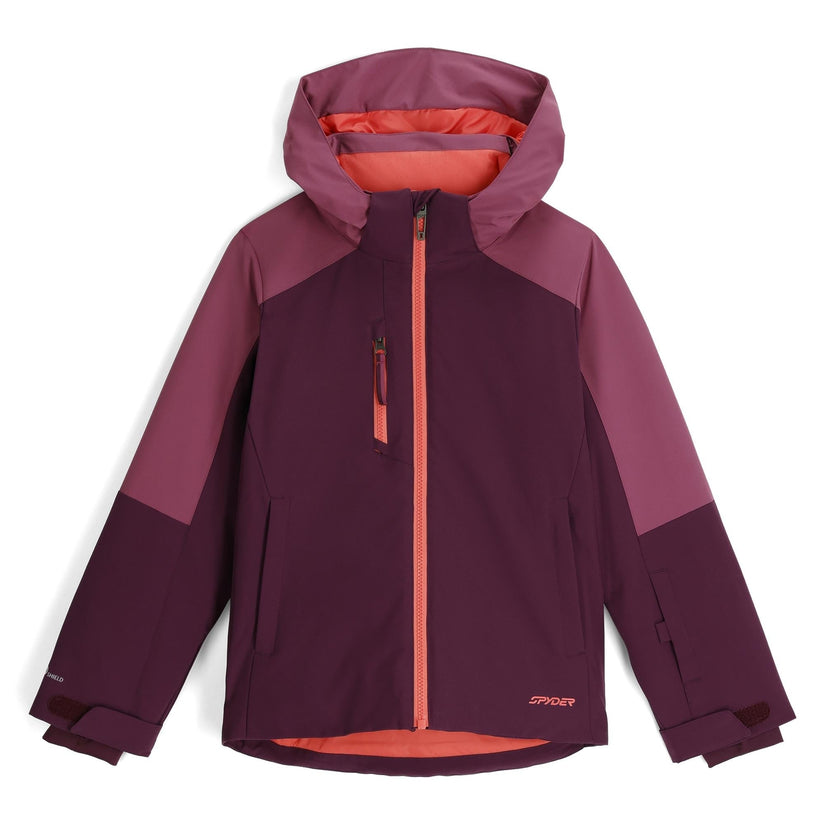 Purple and orange jacket with a hood on a white background