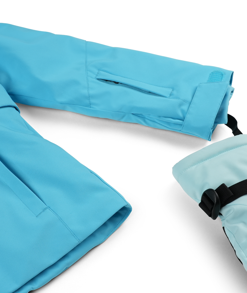 Close-up of blue gloves with a white background