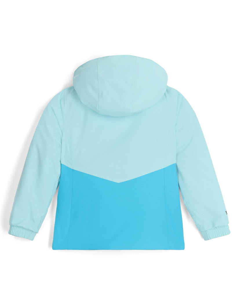 Light blue and turquoise hooded jacket on a white background