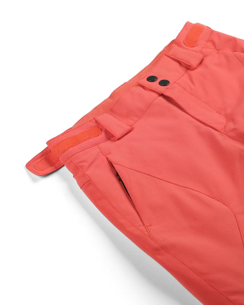Coral ski pants on a white background