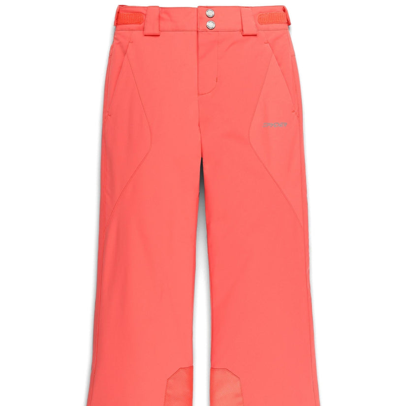 Coral ski pants on a white background