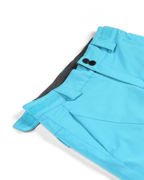 Light blue ski pants on a white background