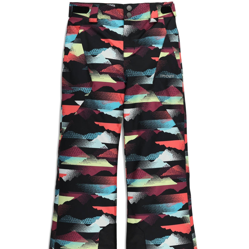 Colorful patterned pants on a white background