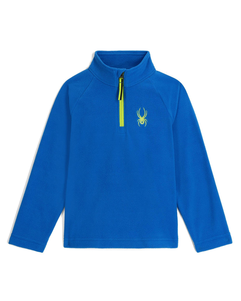 Blue long-sleeve shirt with a logo on a white background