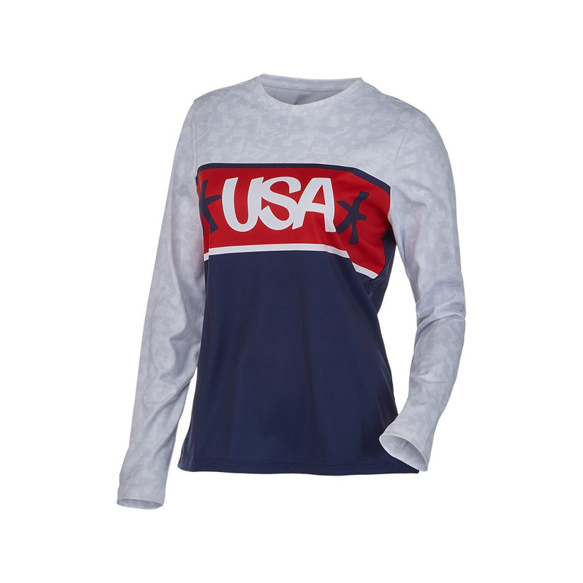 Womens USA Snow Crew - White