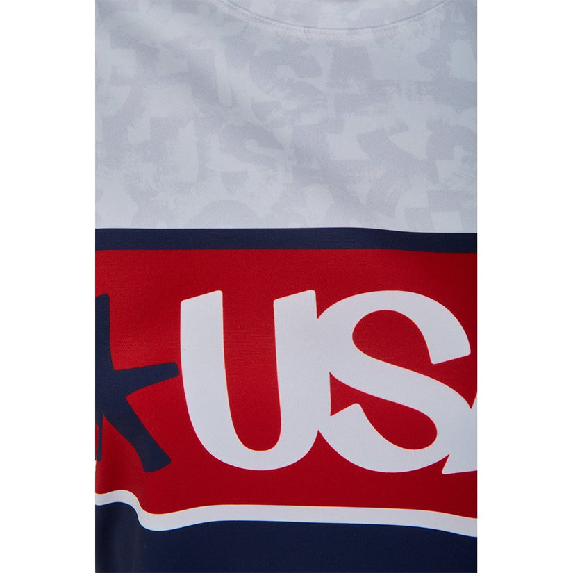 Womens USA Snow Crew - White