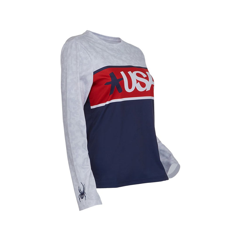 Womens USA Snow Crew - White